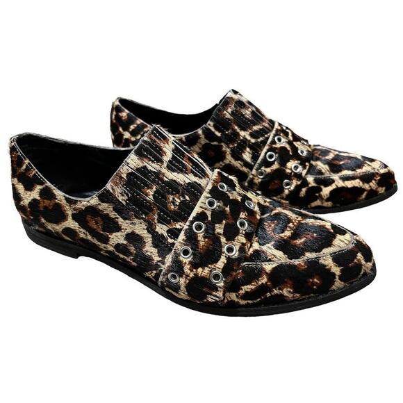 Treasure & Bond Calf Hair Pointed Toe Slip On Loafers SZ 8 Leopard Mob Wife - Picture 1 of 8